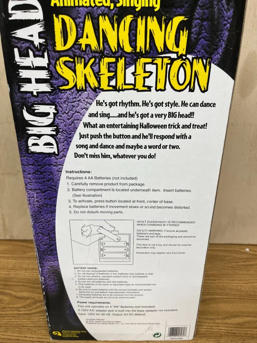 Super Freak Dancing Singing Skeleton Gemmy Halloween Decor Animated